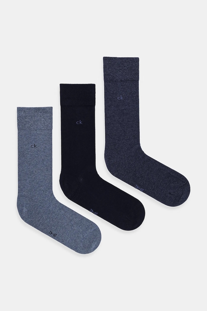 Calvin Klein skarpety męskie z bawełną 3-pack skarpetki długie niebieski 701234208