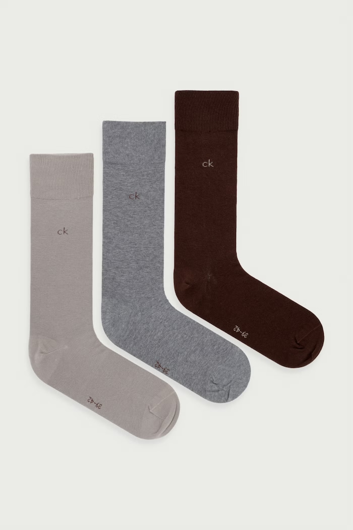 Calvin Klein Skarpety męskie z bawełną 3-pack brązowy 701234208