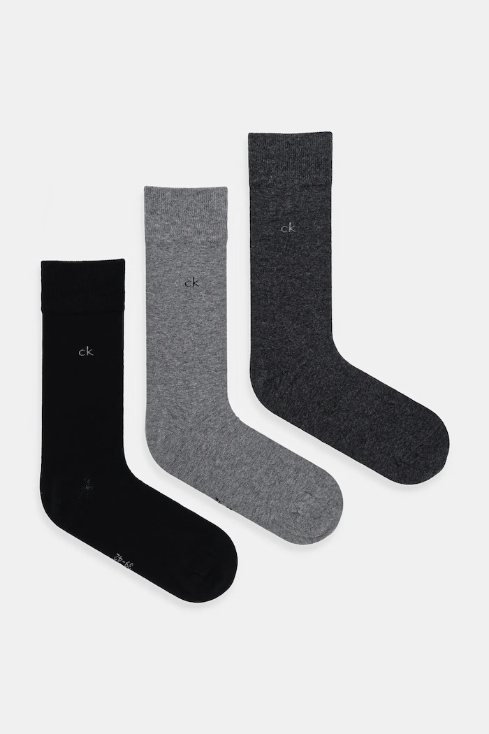 Calvin Klein ponožky pánské s bavlnou 3-pack šedá 701234208