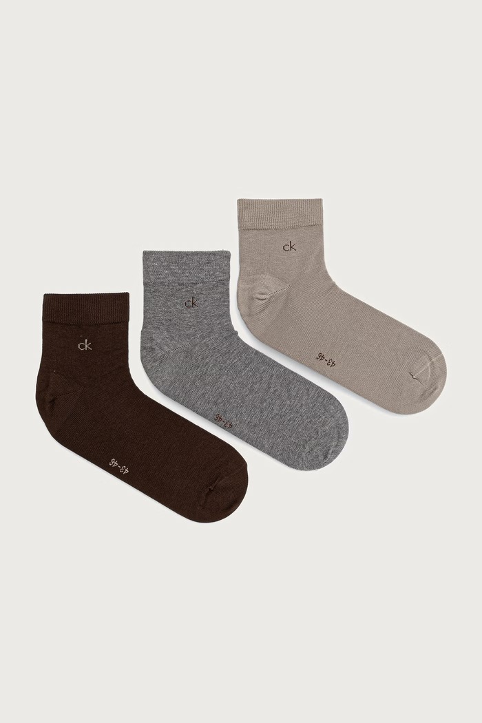 Calvin Klein Ponožky pánské s bavlnou 3-pack hnědá 701234209