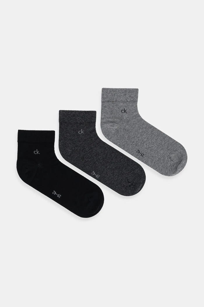 Calvin Klein ponožky pánské s bavlnou 3-pack šedá 701234209
