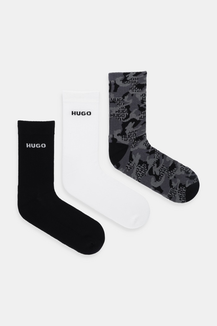 Κάλτσες HUGO 3-pack Bashinah απλικέ μαύρο 50546476