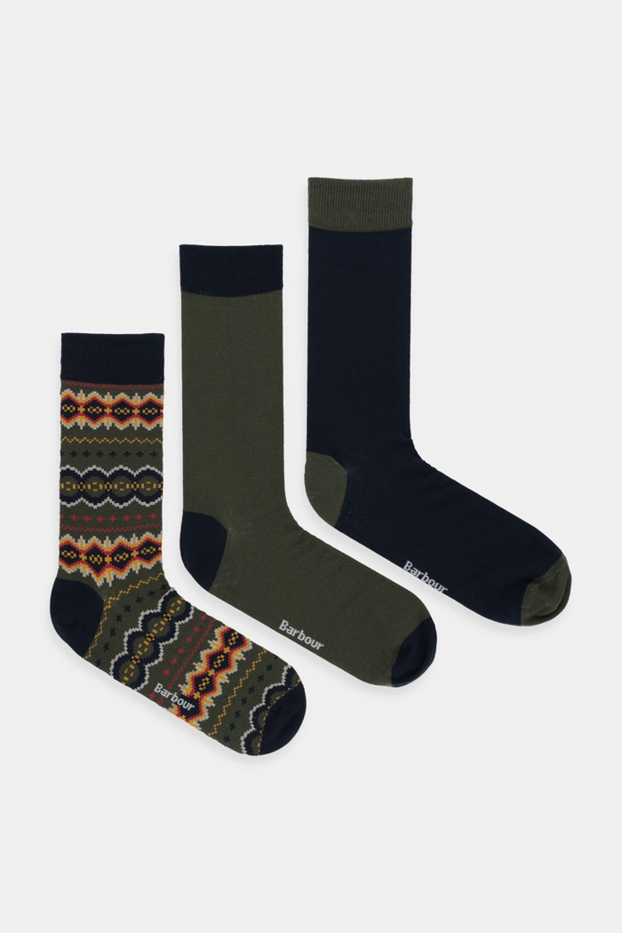 Barbour șosete 3-pack sosete lungi verde MGS0099