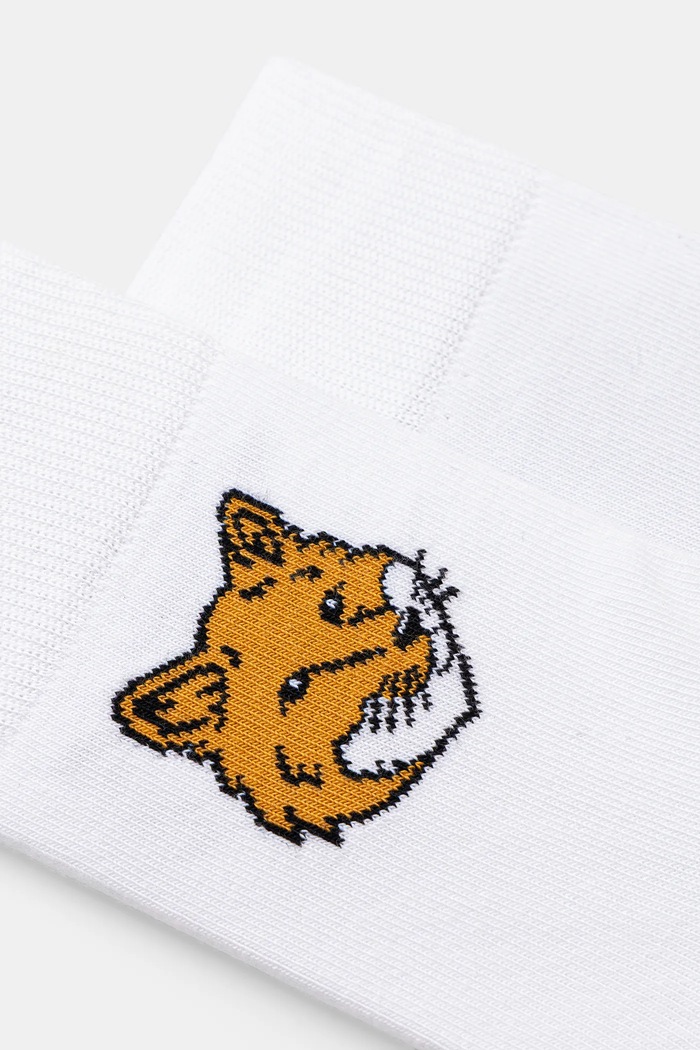 Maison Kitsuné Socks Fox Head MM06402KT0010 white AW25