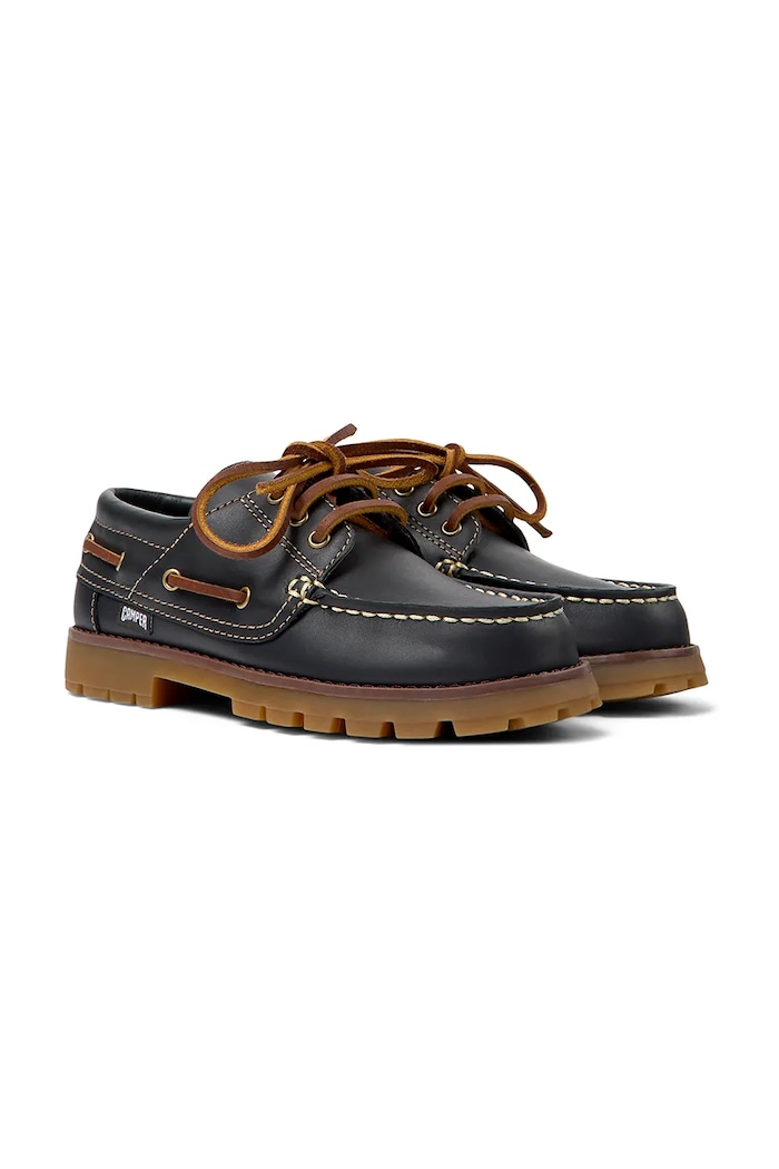 Παιδικά δερμάτινα μοκασίνια Camper Compas Kids K800416.39.40 μαύρο AW25