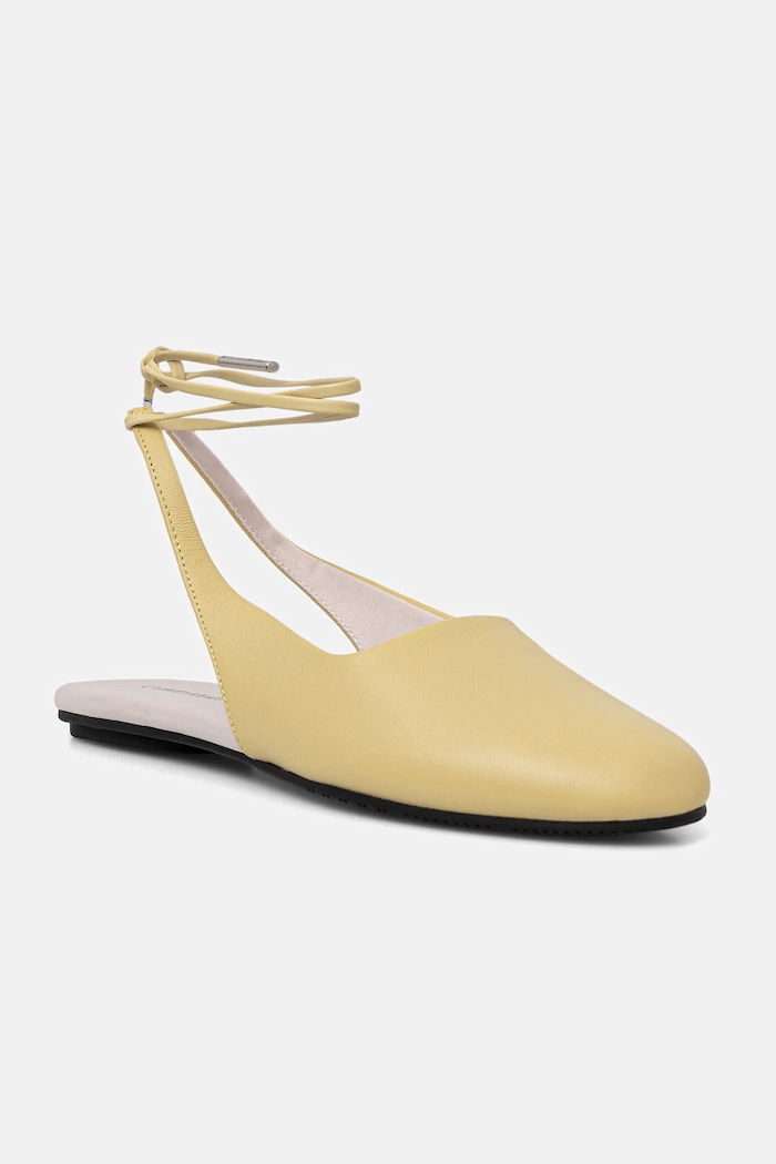 Kožené balerínky Calvin Klein BALLERINA SLING BACK LTH HW0HW02655 žltá AW25