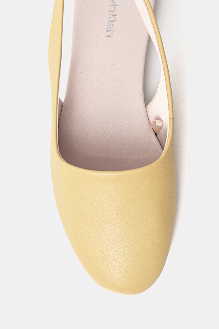 Kožené balerínky Calvin Klein BALLERINA SLING BACK LTH žltá HW0HW02655