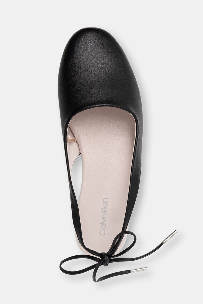 Kožené balerínky Calvin Klein BALLERINA SLING BACK LTH čierna HW0HW02655