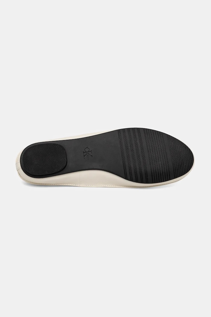 Kožené balerínky Calvin Klein BALLERINA MARY JANE STRAP LTH HW0HW02656 béžová