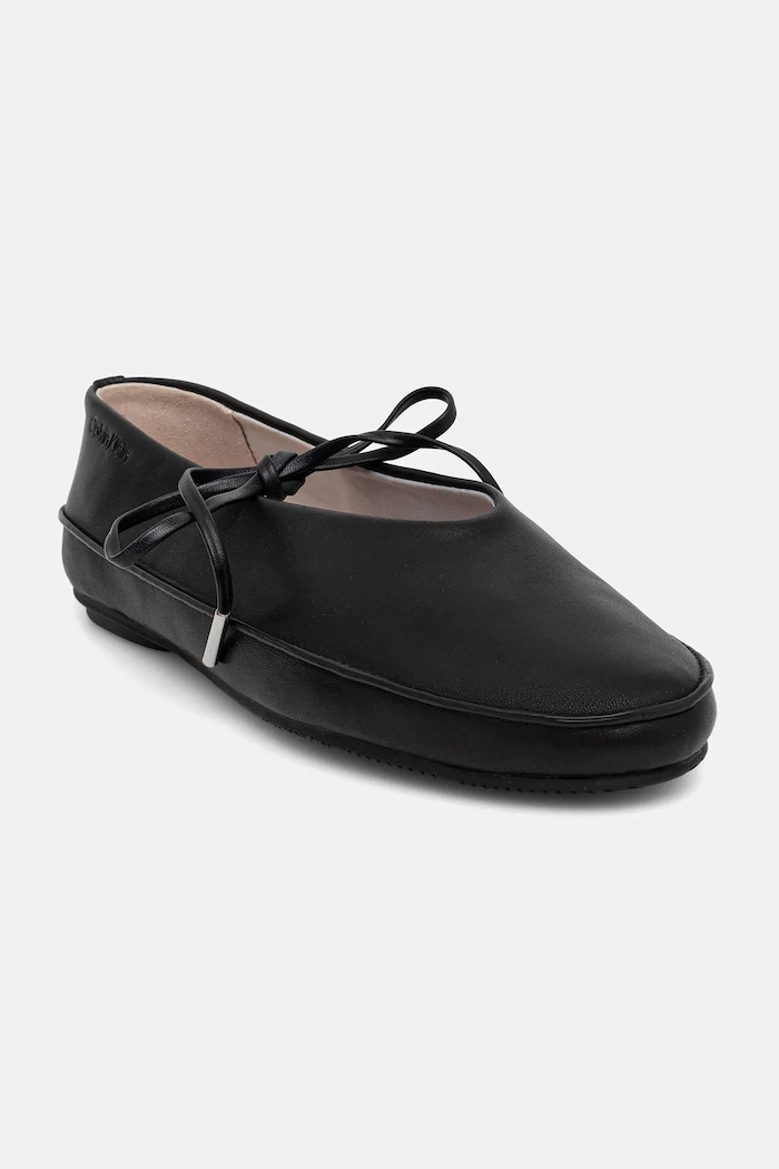 Kožené balerínky Calvin Klein BALLERINA MARY JANE STRAP LTH čierna HW0HW02656