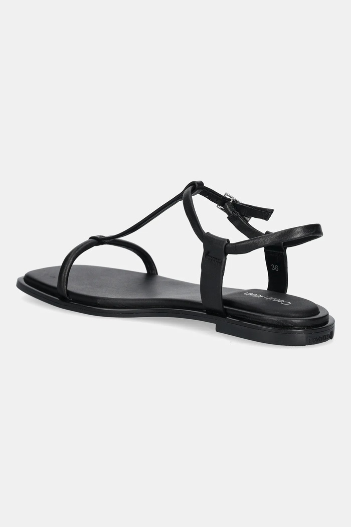 Obuwie Calvin Klein sandały skórzane FLAT SANDAL SQUARED BUCKLE LTH HW0HW02556 czarny