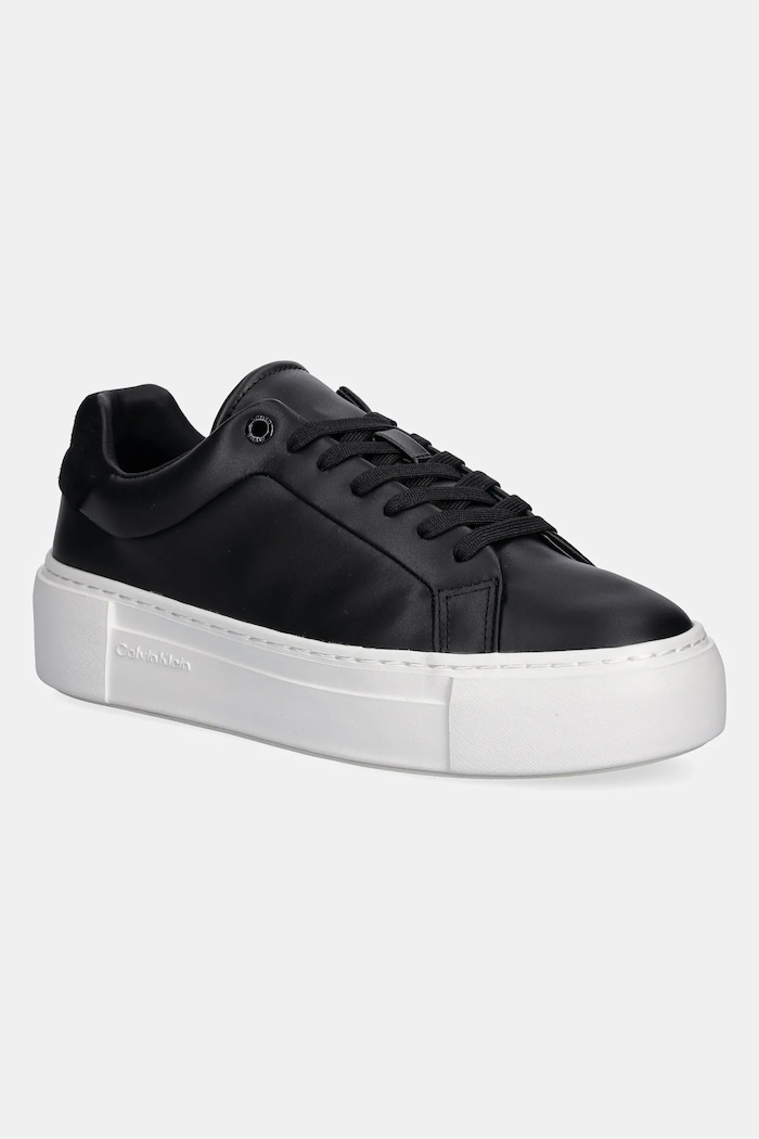 Calvin Klein sneakersy FF CUPSOLE LACE UP LTH platforma czarny HW0HW02570
