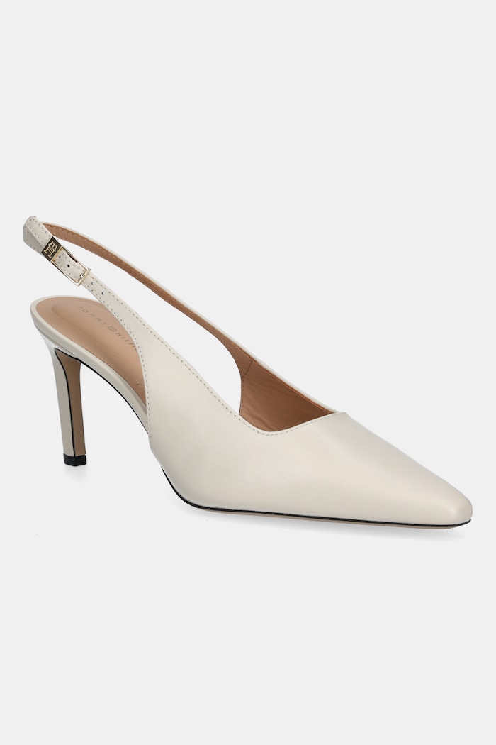 Tommy Hilfiger stilettos de piele SQUARED TOE HIGH HEEL SLINGBACK calcai expus bej FW0FW08636