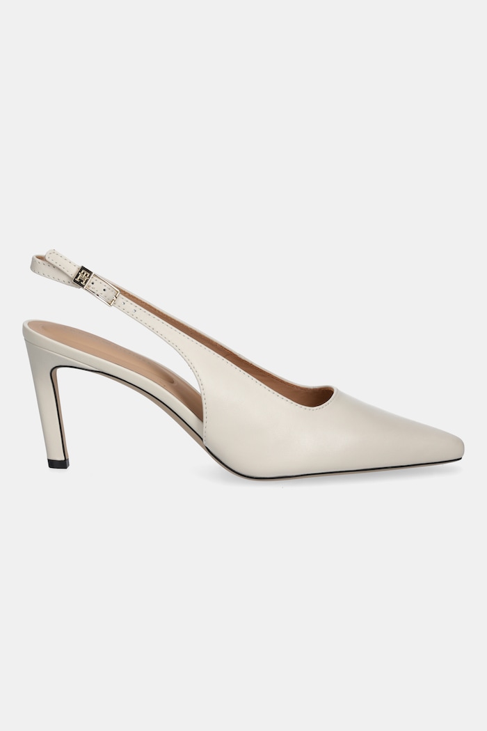 Tommy Hilfiger stilettos de piele SQUARED TOE HIGH HEEL SLINGBACK FW0FW08636 bej AW25