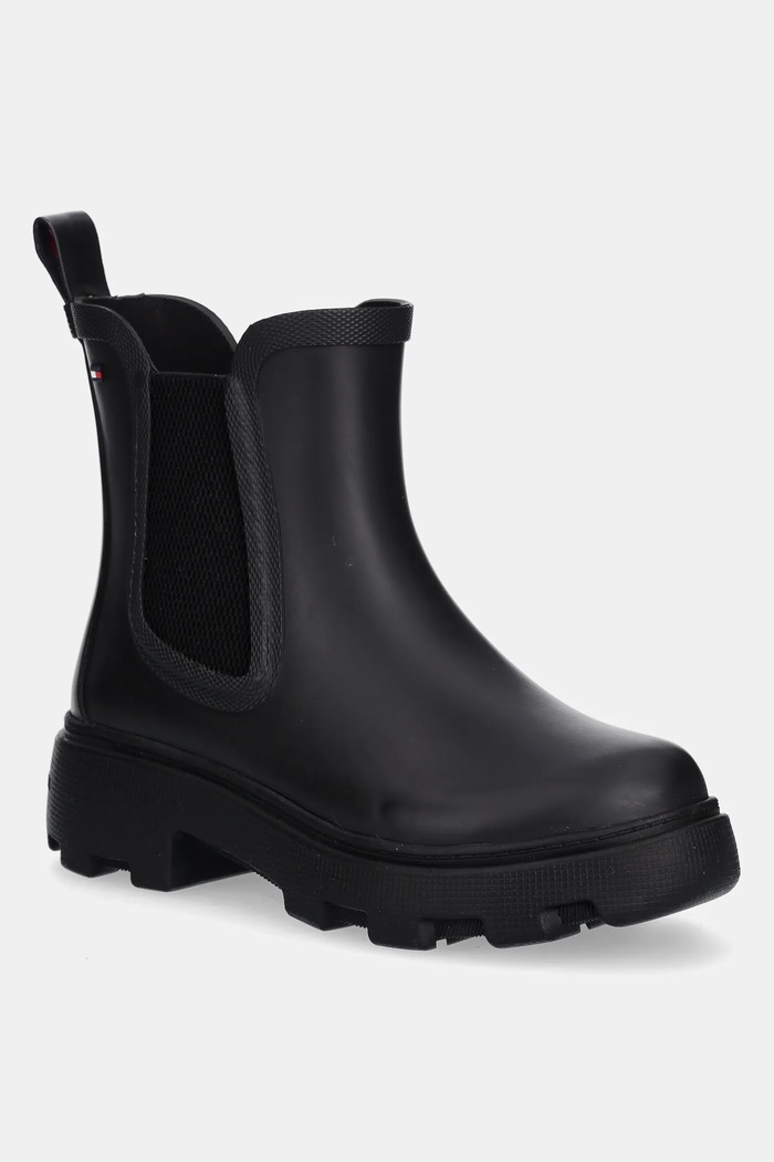 Holínky Tommy Hilfiger RUBBER FLAG CLEATED RAINBOOT černá FW0FW08637