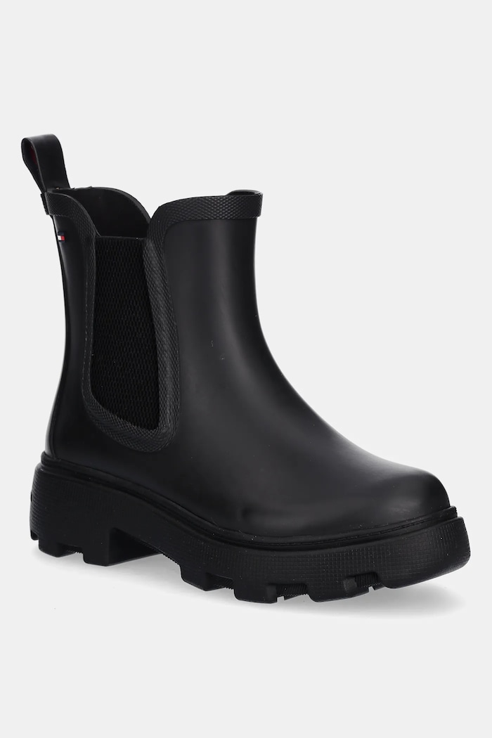 Holínky Tommy Hilfiger RUBBER FLAG CLEATED RAINBOOT černá FW0FW08637