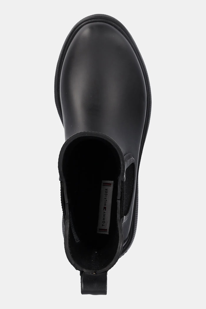Holínky Tommy Hilfiger RUBBER FLAG CLEATED RAINBOOT černá FW0FW08637
