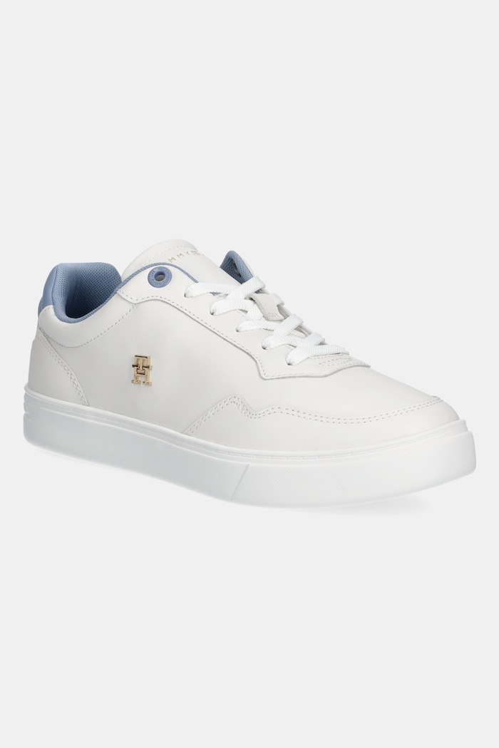 Kožené tenisky Tommy Hilfiger ESSENTIAL ELEVATED COURT SNEAKER plochá biela FW0FW08680