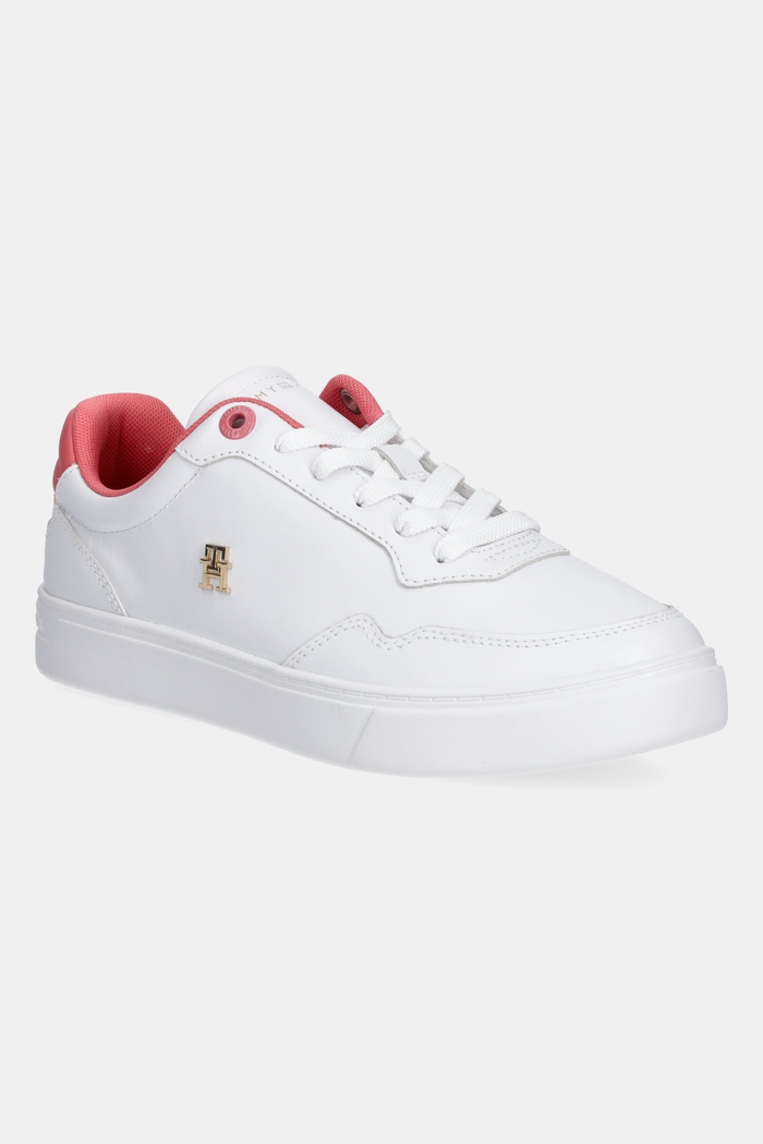 Kožne tenisice Tommy Hilfiger ESSENTIAL ELEVATED COURT SNEAKER ravni bijela FW0FW08680