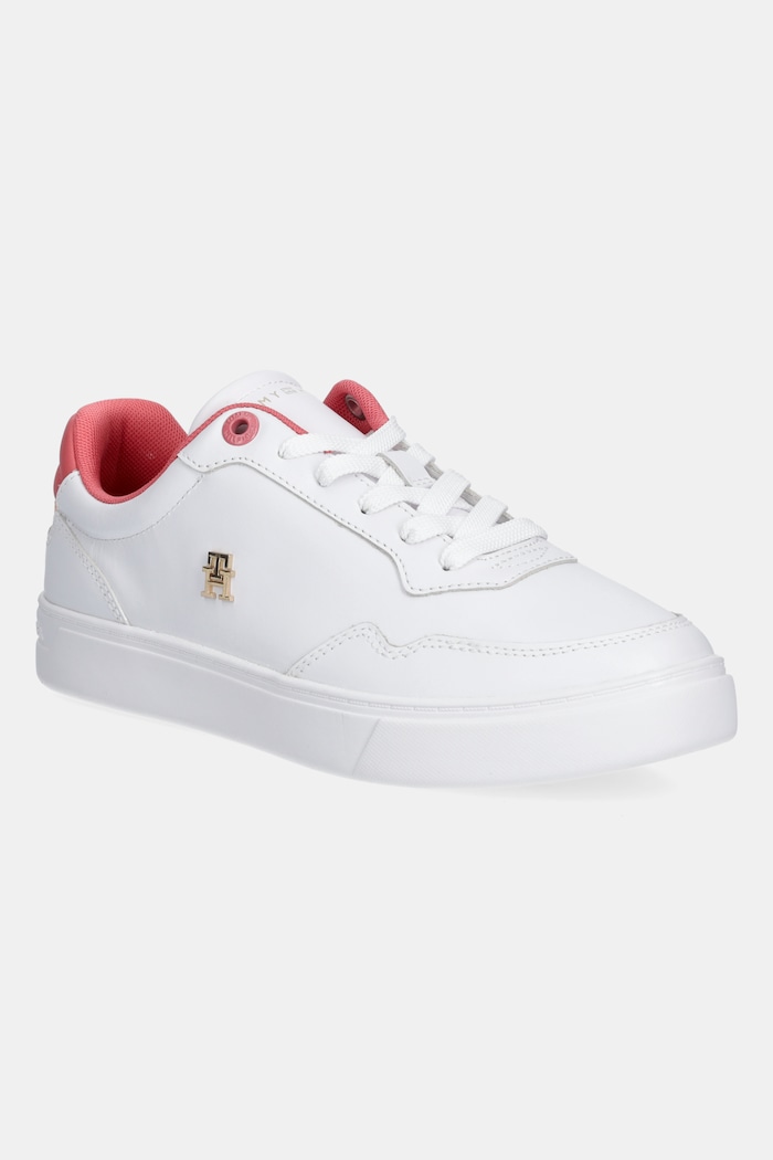 Kožne tenisice Tommy Hilfiger ESSENTIAL ELEVATED COURT SNEAKER ravni bijela FW0FW08680