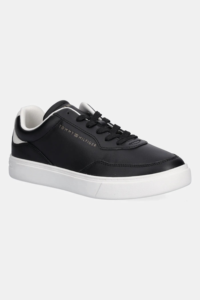 Kožené tenisky Tommy Hilfiger CASUAL CUPSOLE SNEAKER plochá černá FW0FW08689