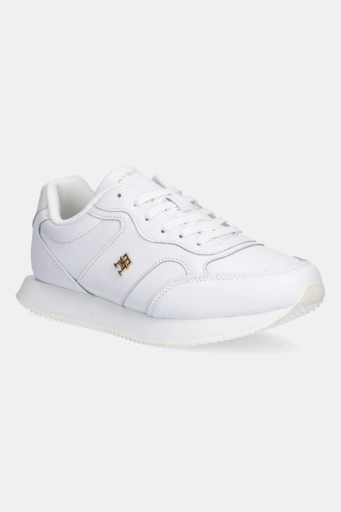 Kožené tenisky Tommy Hilfiger LEATHER RUNNER platforma bílá FW0FW08696