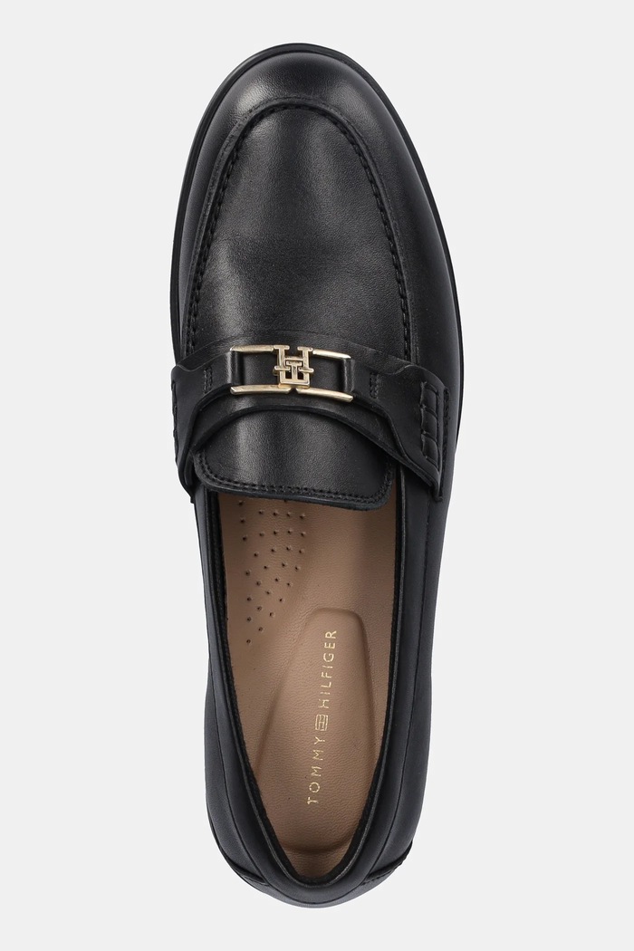 Кожени мокасини Tommy Hilfiger TH LOGO LEATHER LOAFER черен FW0FW08705
