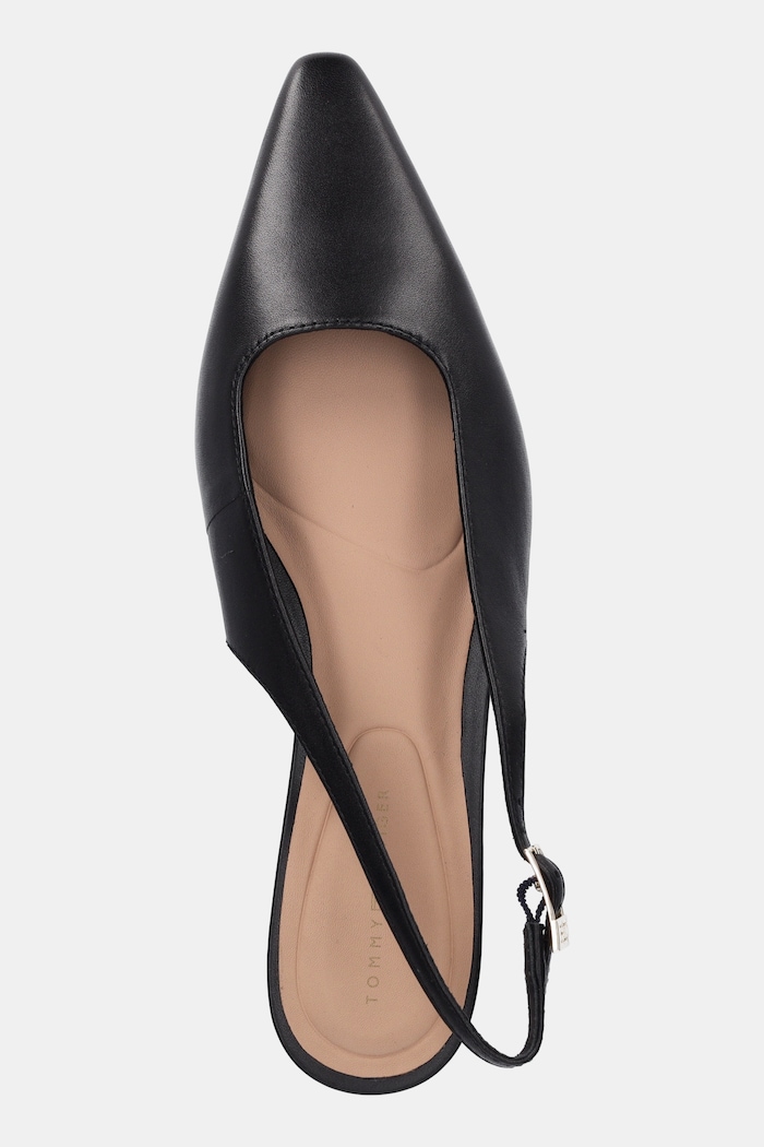 Kožne štikle Tommy Hilfiger SQUARED TOE KITTEN SLINGBACK crna FW0FW08711