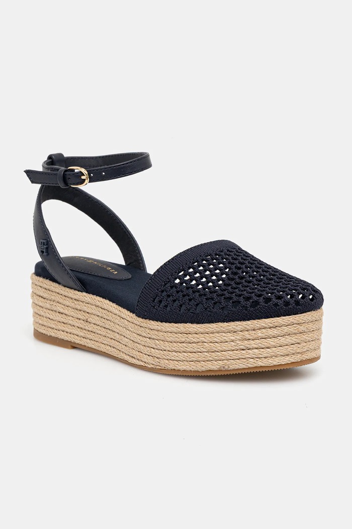 Εσπαντρίγιες Tommy Hilfiger KNIT MESH ESPADRILLE PLATFORM υφασμάτινο σκούρο μπλε FW0FW08743
