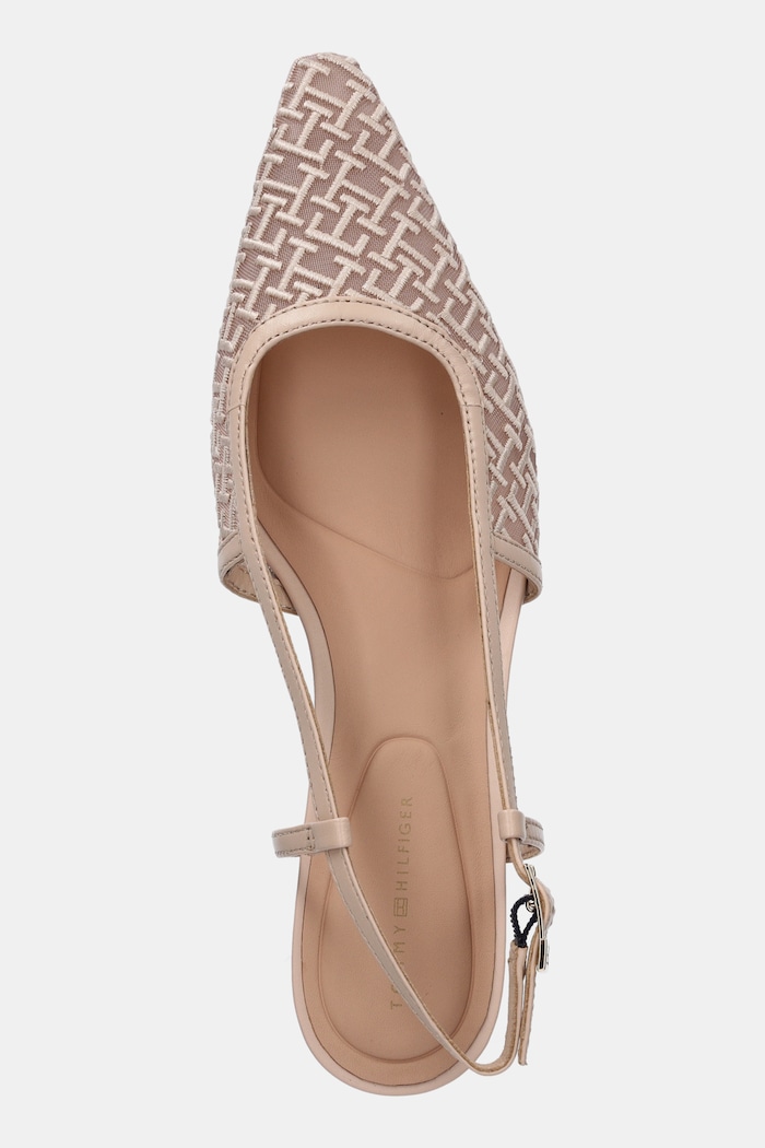 Štikle Tommy Hilfiger MONO SQUARED TOE KITTEN SLINGB bež FW0FW08746