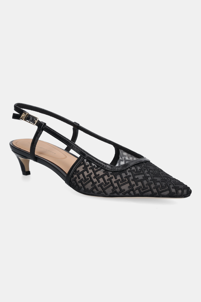 Tommy Hilfiger pantofi cu toc MONO SQUARED TOE KITTEN SLINGB calcai expus negru FW0FW08746