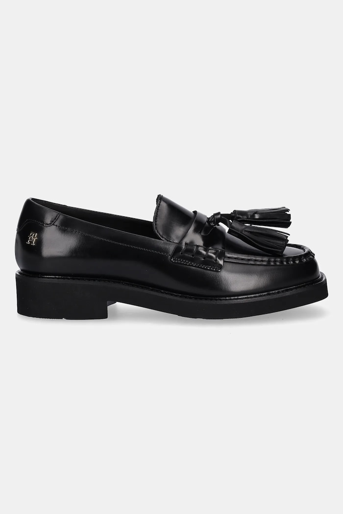 Tommy Hilfiger Mokasyny skórzane TASSEL SQUARISH TOE LTHR LOAFER FW0FW08749 czarny AW25