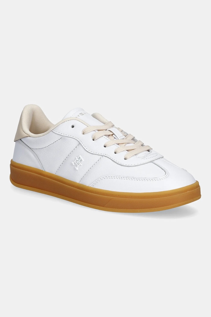 Kožne tenisice Tommy Hilfiger TH PREMIUM HERITAGE SNEAKER ravni bijela FW0FW08755