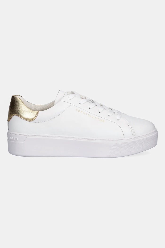 Кожени маратонки Tommy Hilfiger ESSENTIAL PLATFORM COURT SNEAKER FW0FW08756 бял AW25
