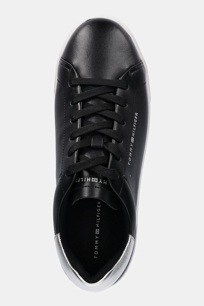 Kožené tenisky Tommy Hilfiger ESSENTIAL PLATFORM COURT SNEAKER čierna FW0FW08756