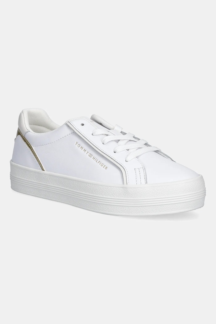 Usnjene superge Tommy Hilfiger ESSENTIAL VULC SNEAKER Platforma bela FW0FW08757