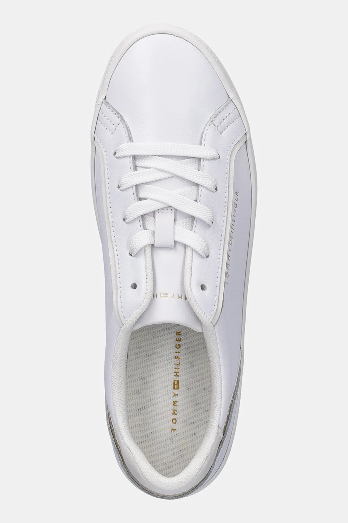 Usnjene superge Tommy Hilfiger ESSENTIAL VULC SNEAKER bela FW0FW08757