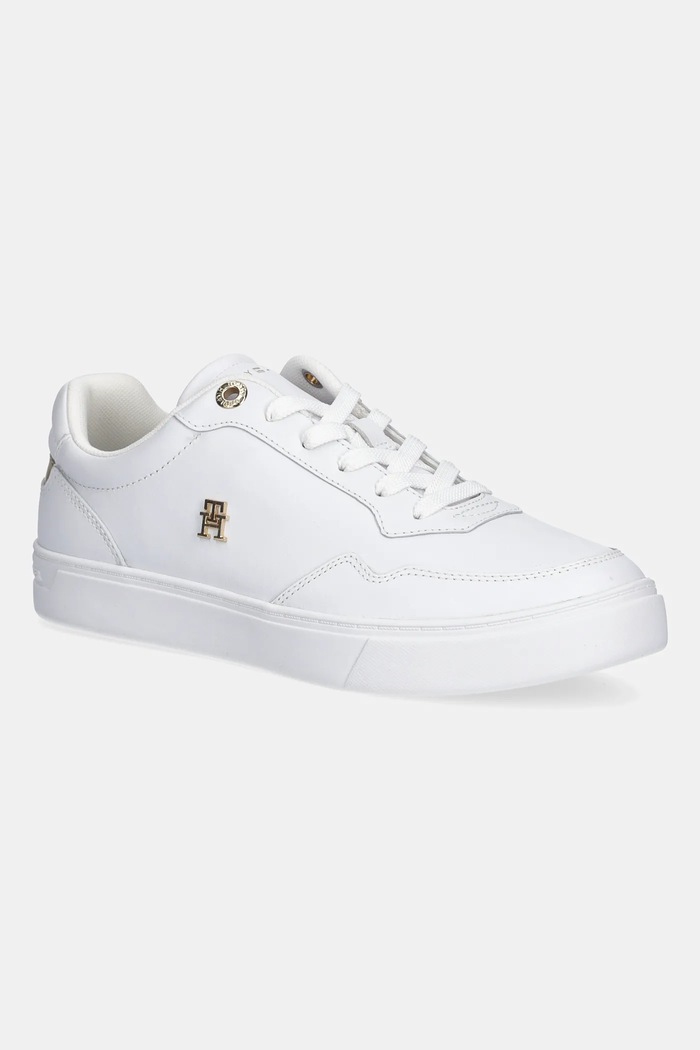 Kožené tenisky Tommy Hilfiger ESSENTIAL ELEVATED COURT SNEAKER plochá bílá FW0FW08758