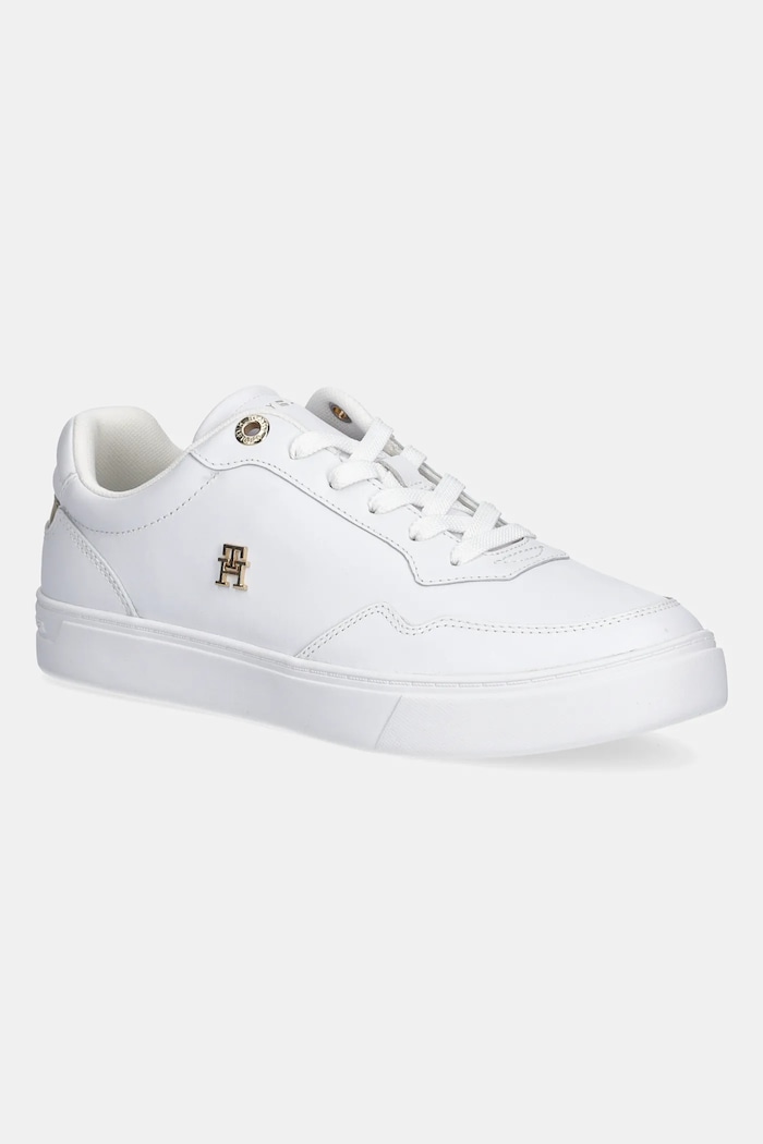 Kožené tenisky Tommy Hilfiger ESSENTIAL ELEVATED COURT SNEAKER plochá bílá FW0FW08758