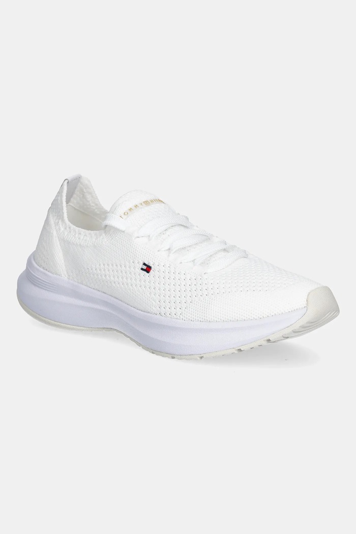 Tenisky Tommy Hilfiger TH KNIT RUNNER plochá biela FW0FW08813