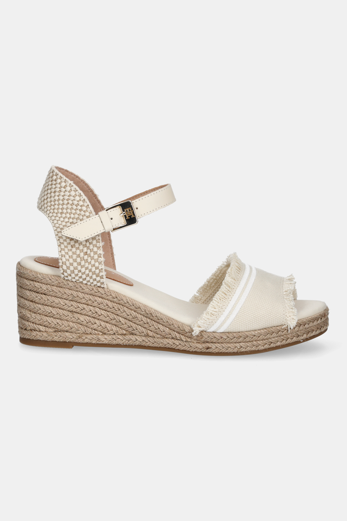 Sandale Tommy Hilfiger FRINGE CANVAS MEDIUM WEDGE FW0FW08879 bež AW25