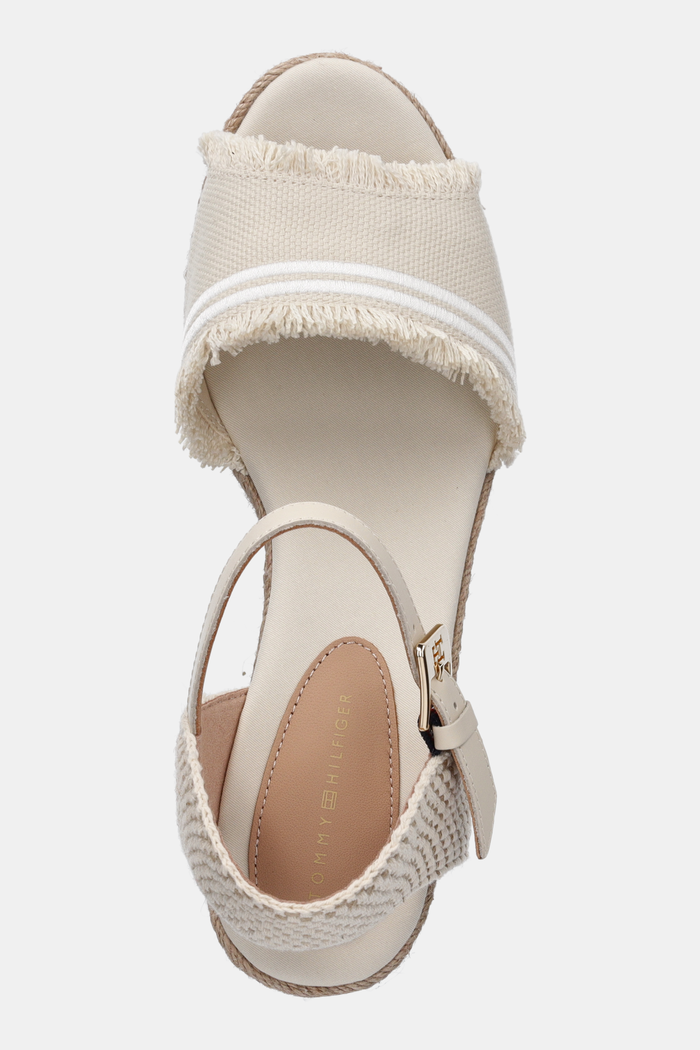 Sandale Tommy Hilfiger FRINGE CANVAS MEDIUM WEDGE bež FW0FW08879