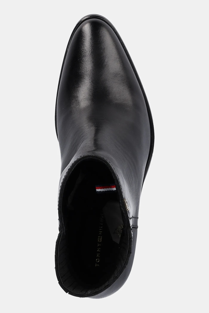 Kožené kotníkové boty Tommy Hilfiger WESTERN MID HEEL LEATHER CHELSEA černá FW0FW08890