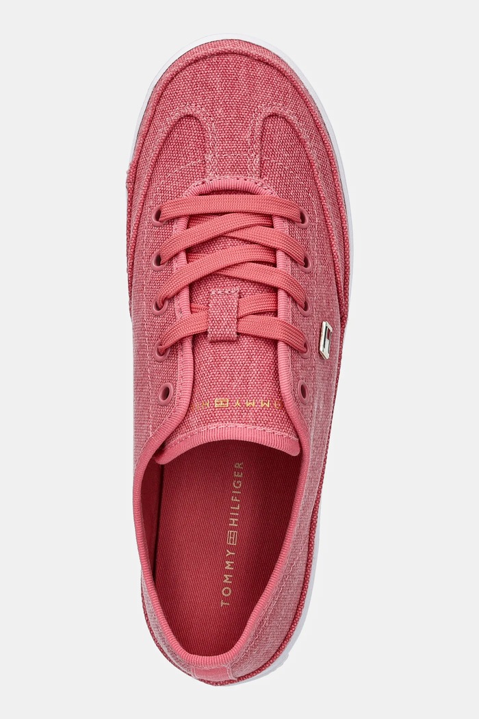 Tenisky Tommy Hilfiger WASHED CANVAS VULC SNEAKER růžová FW0FW08894