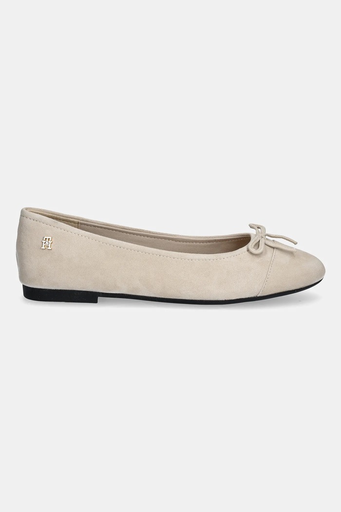 Semišové baleríny Tommy Hilfiger TOE CAP SUEDE BALLERINA FW0FW08909 béžová AW25
