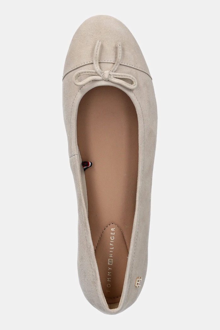 Semišové baleríny Tommy Hilfiger TOE CAP SUEDE BALLERINA béžová FW0FW08909