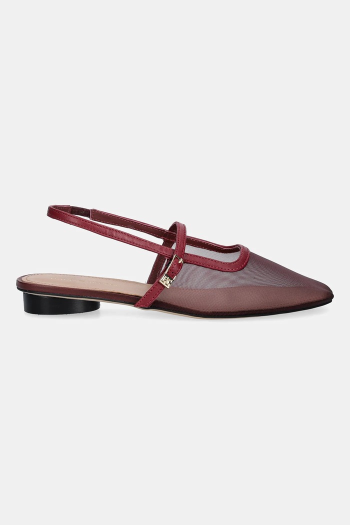 Baleríny Tommy Hilfiger MESH ROUND HEEL BALLERINA FW0FW08962 burgundské AW25