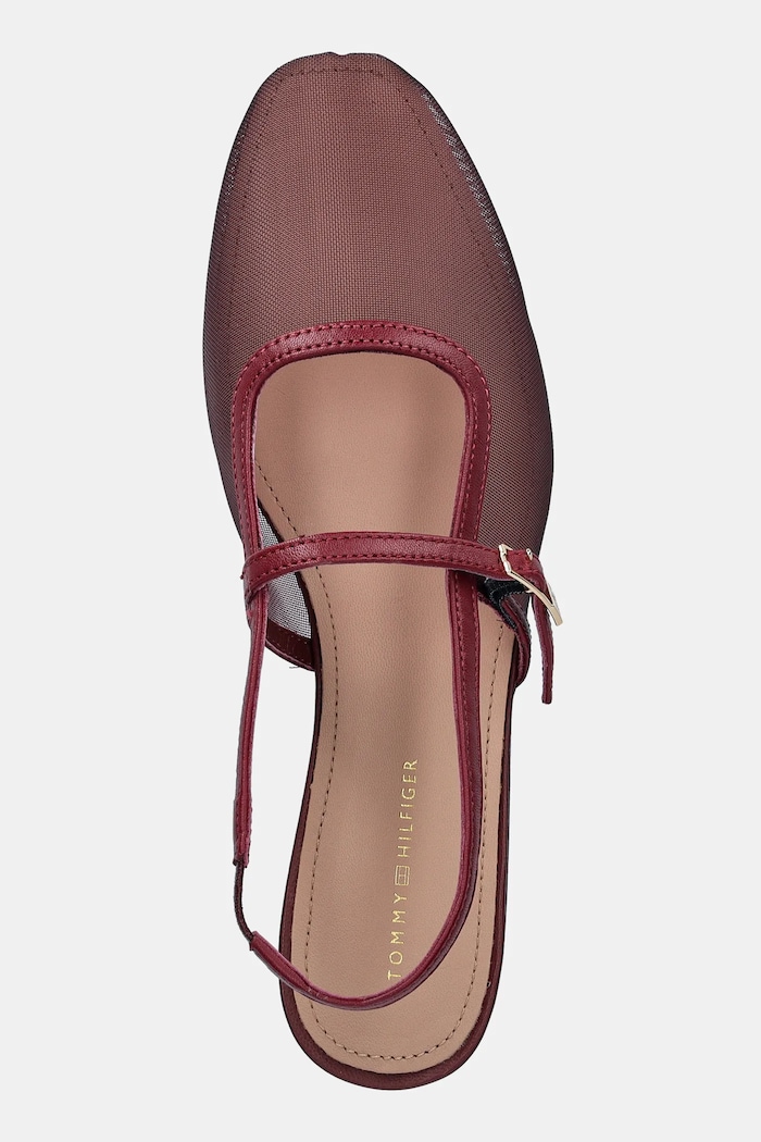 Baleríny Tommy Hilfiger MESH ROUND HEEL BALLERINA burgundské FW0FW08962