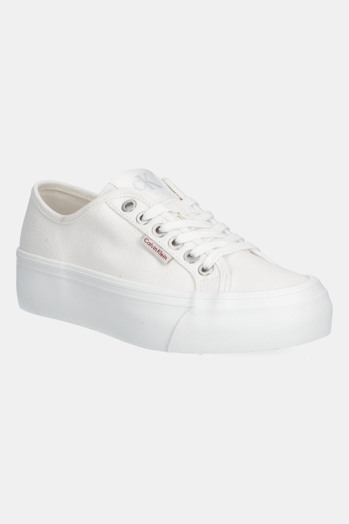 Πάνινα παπούτσια Calvin Klein Jeans VULC FLATFORM CTN LOGO TAG πλατφόρμα λευκό YW0YW01838