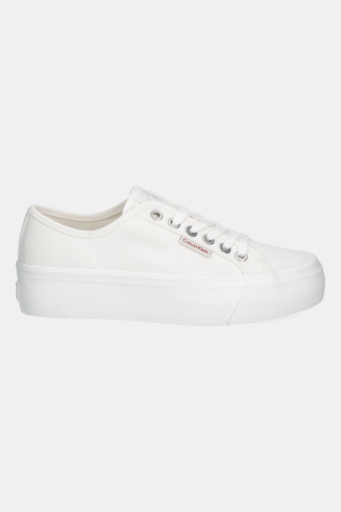 Πάνινα παπούτσια Calvin Klein Jeans VULC FLATFORM CTN LOGO TAG YW0YW01838 λευκό AW25